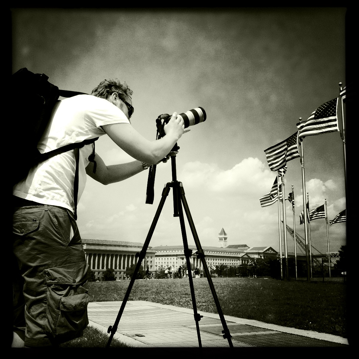 Jean Nicholas Guillo filming at the National Mall for Moneyocracy-project.com